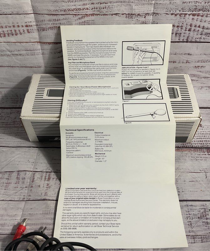 Bose Power Microphone PM-10 Condenser Microphone 5.2 OHM w/ Box & Manual