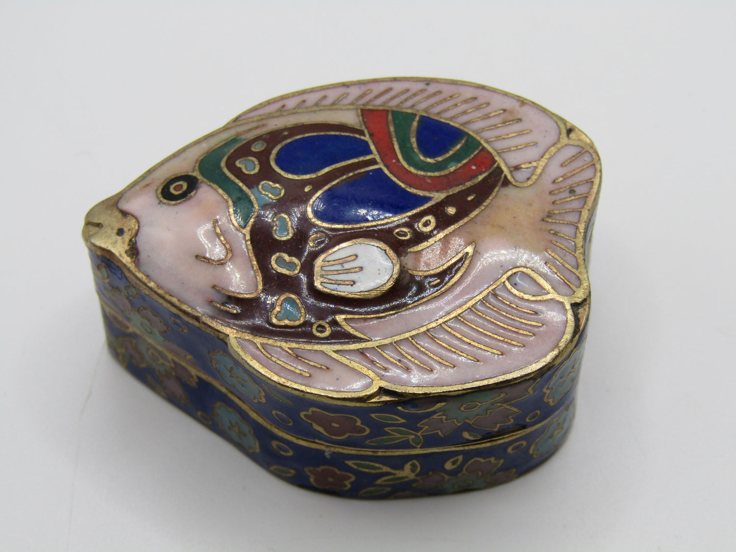 Vintage Handcrafted Cloisonne Enamel Fish Pill Box