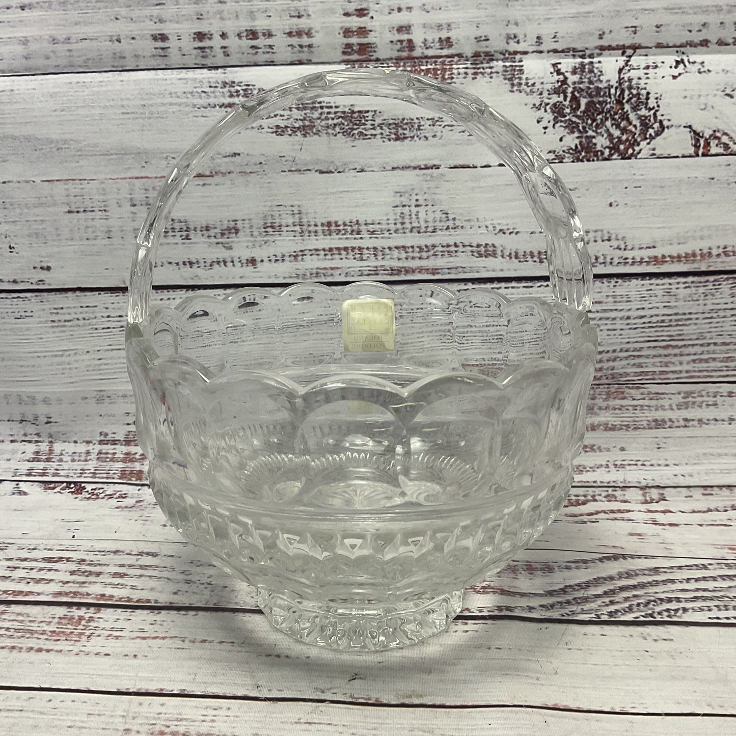 Fifth Avenue Crystal Polish Crystal Clear Glass Basket 8"