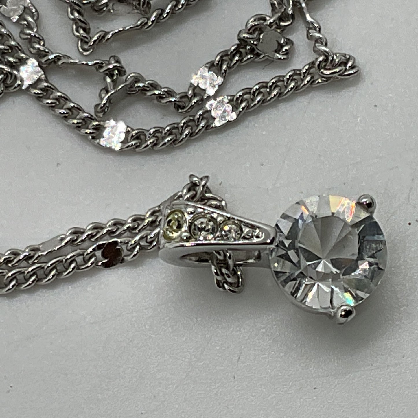 SWAROVSKI Silver Tone Crystal Pendant 18" Chain Necklace