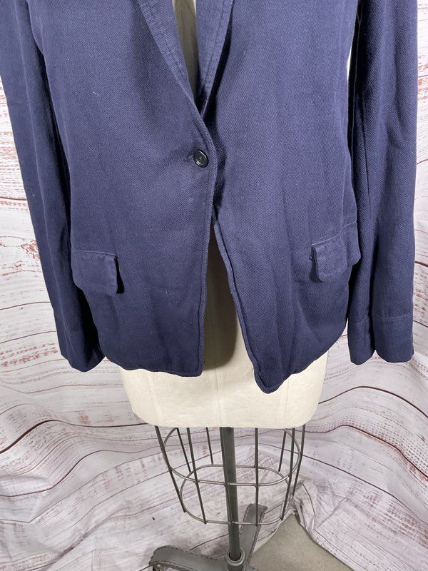 Raquel Allegra Women's Navy Blue Cardigan Cotton Single Button