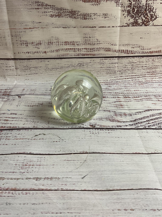 Karg Signed Clear Glass Bubbles Paperweight