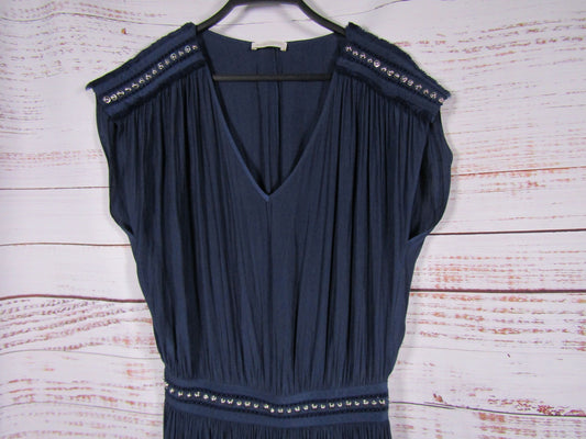 Ramy Brook Women's Blue Studded Accent Sleeveless Midi Dress Size M