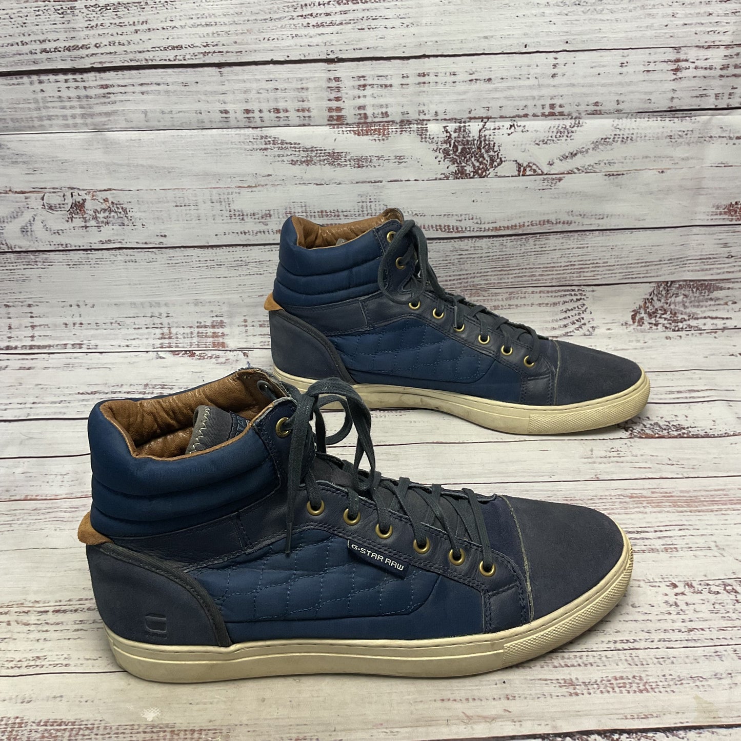 G-Star Raw Blue Quilted Nylon Hi-Top Sneaker Casual Shoe Men Size 13