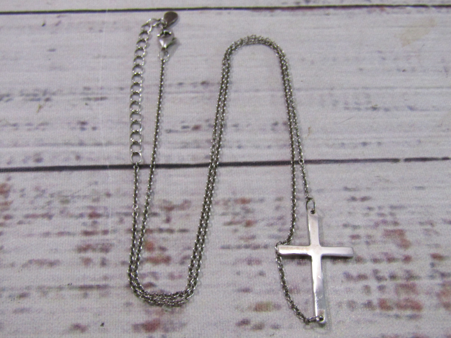 20 1/4" Sterling Silver Rolo Chain Cross Pendant Necklace
