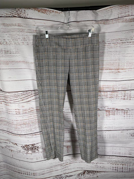 Pure Amici Women's Plaid Black & White Nylon Stretch Trouser Pants Size L