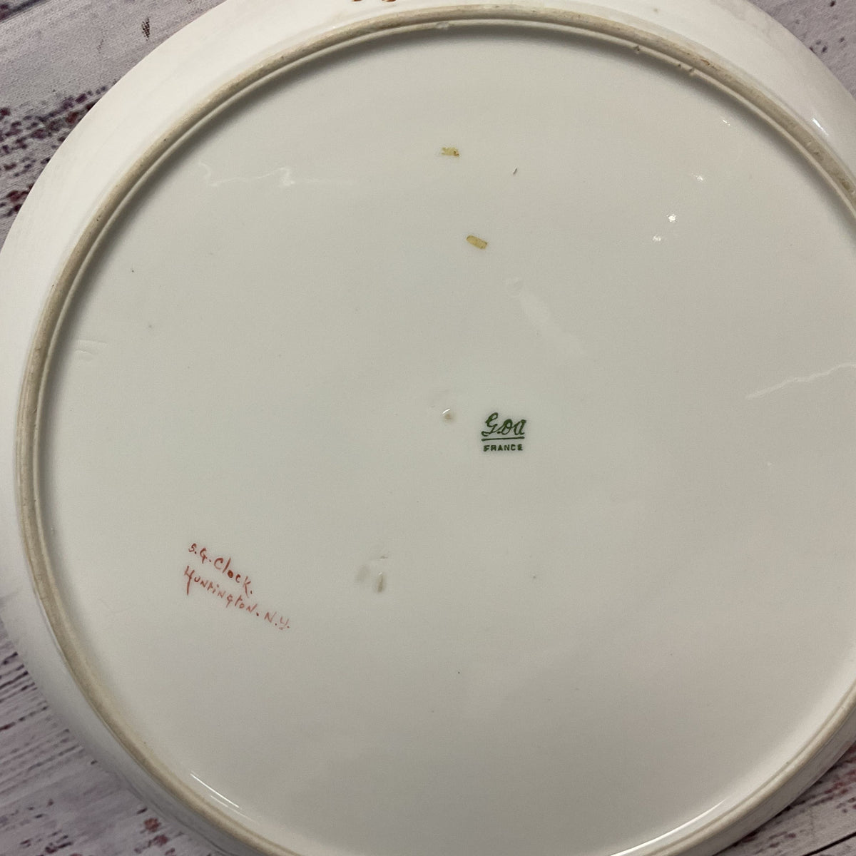 GDA Limoges France Porcelain Purple Hand Painted Flowers Gilded Handled Plate
