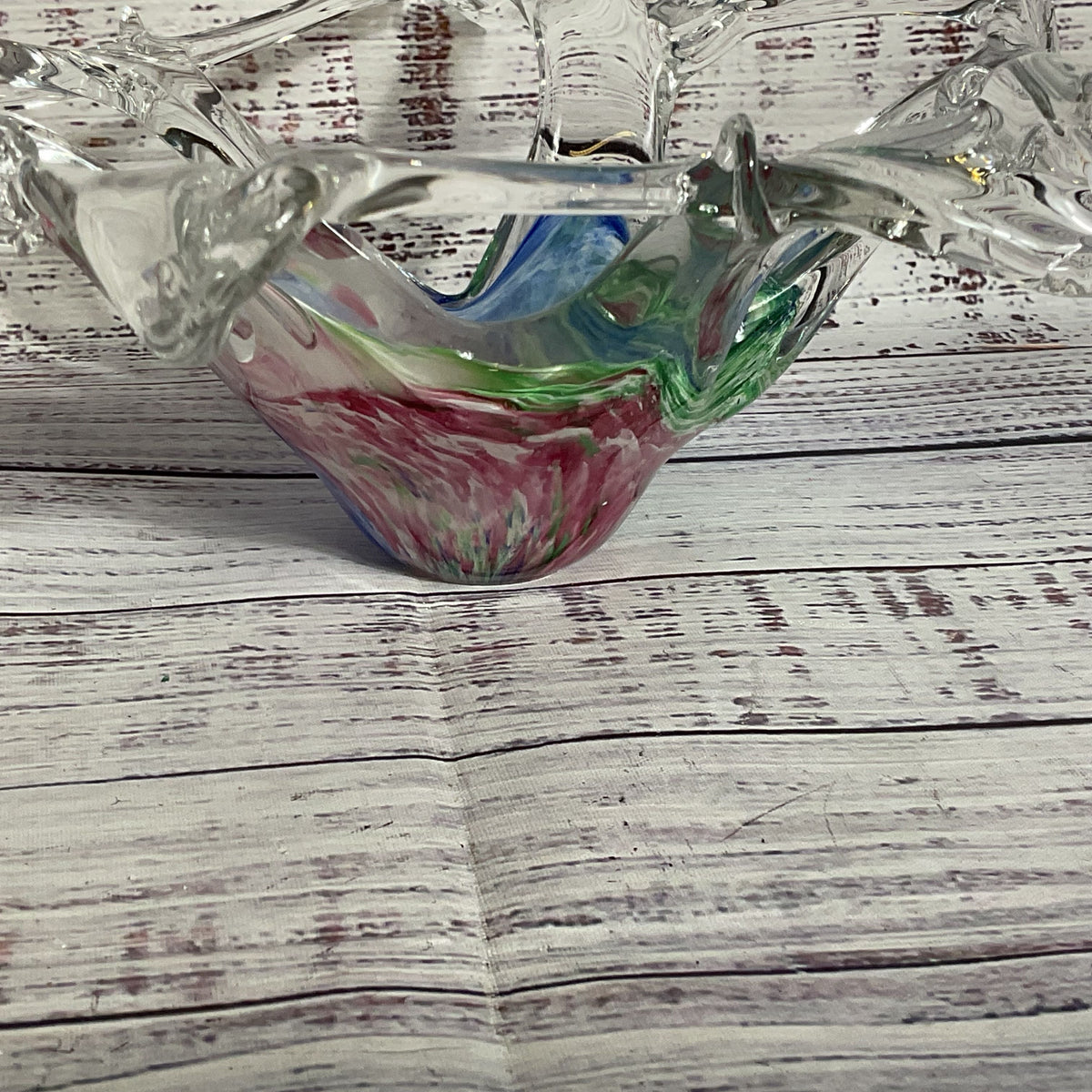 VTG. Murano Glass Pierced Starfish Shape Decorative Bowl- 3.25" x 9"