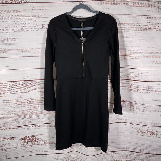 NWT Rag & Bone Yuhlee Black Wool Long Sleeve Front Zip Mini Casual Dress Size 6