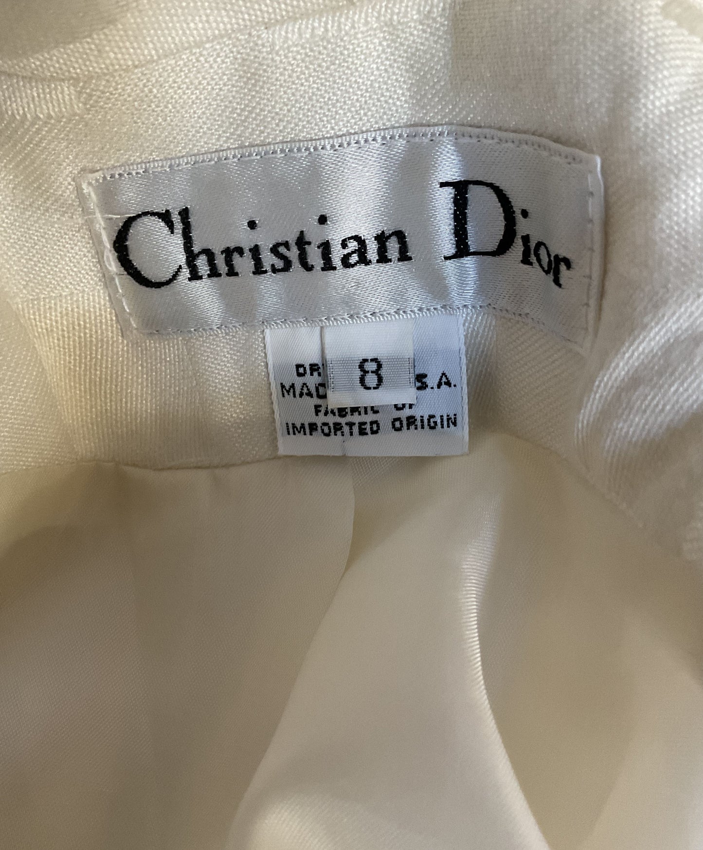 Christian Dior 2 Piece Suit Set Cream Jacket/Skirt Women's Size 8