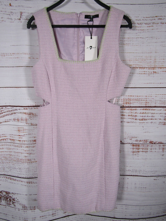 7 For All Mankind Women's Lavender Wool Blend Cutout Tweed Dress Size S