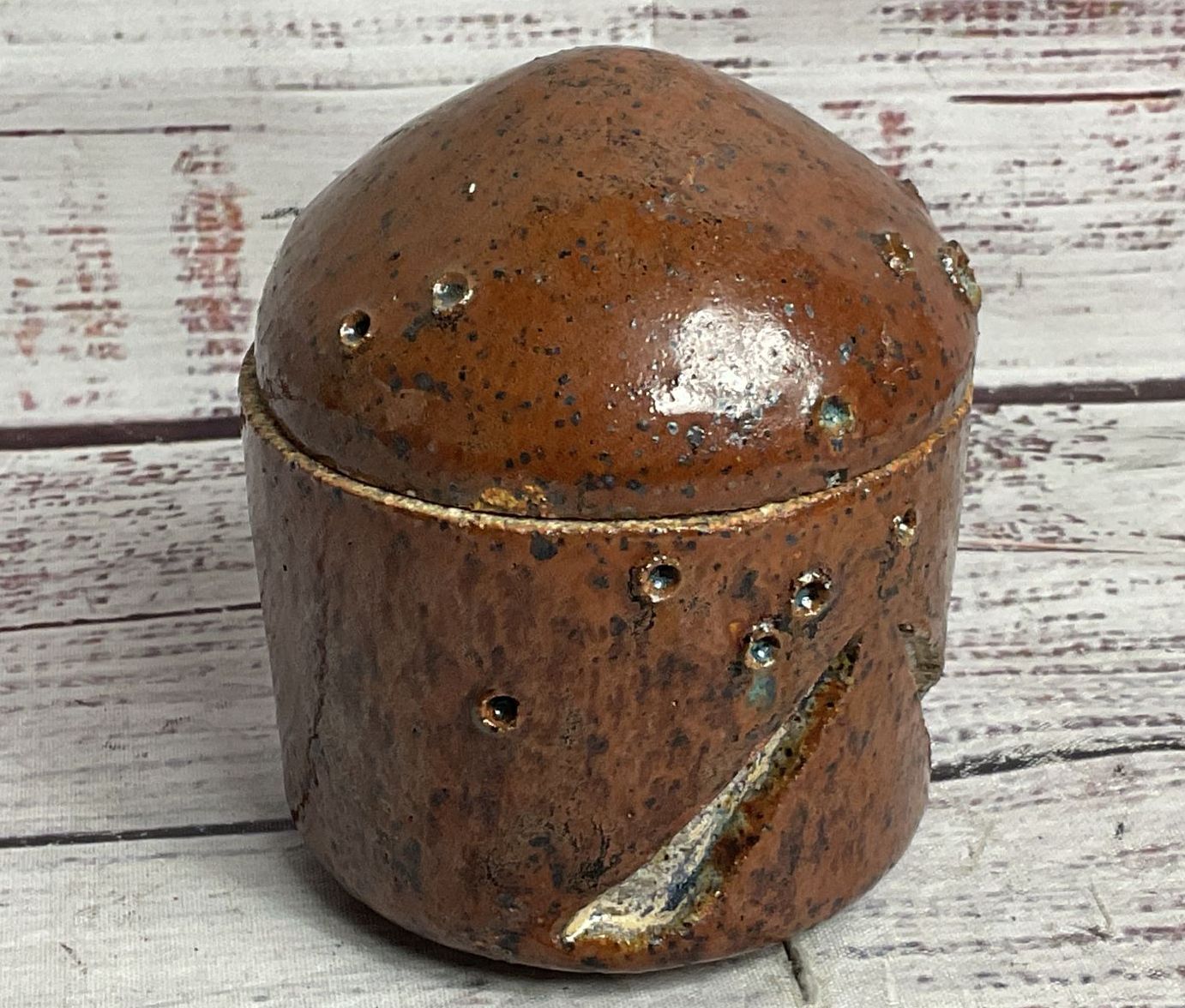 Handmade Ceramic Glazed 4" Trinket Box Brown