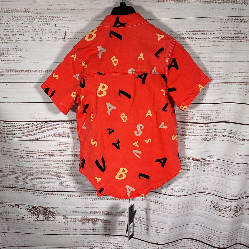 NWT Valabasas Puzzled Red Denim S/S 2 pc Pants Suit Top Size S Pants Size 32