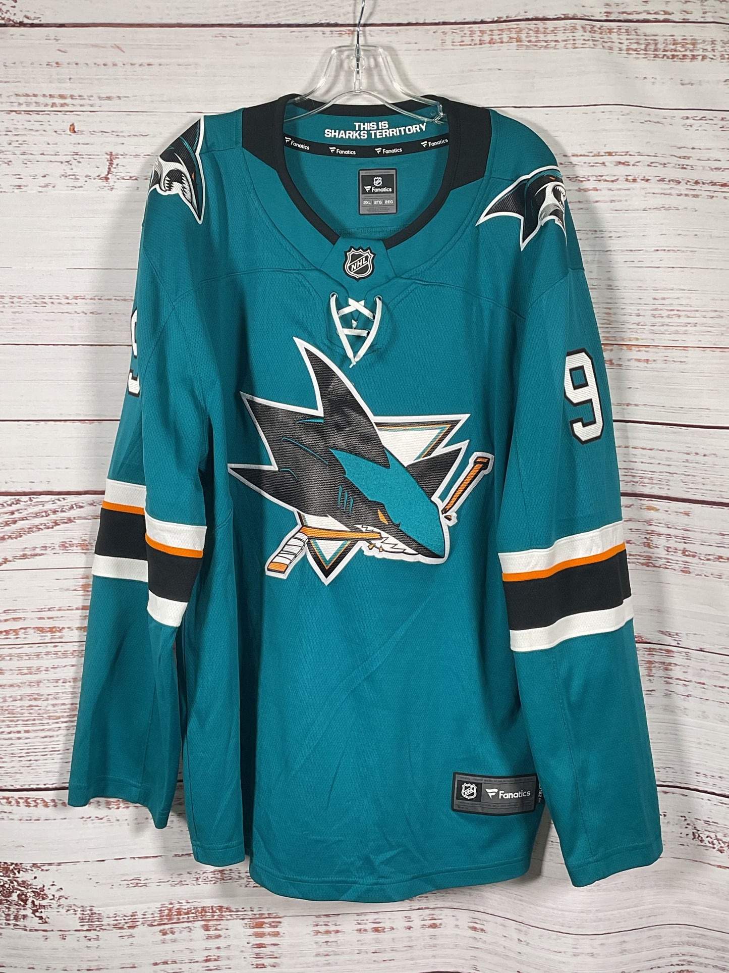 Fanatics Green Sharks Kane 9 NHL Hockey Jersey - Size 2XL