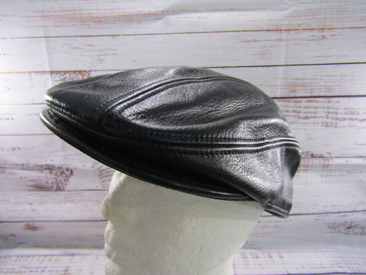 Goorin Bros Chandler Fields Men's Black Leather Newsboy Cabbie Flat Cap