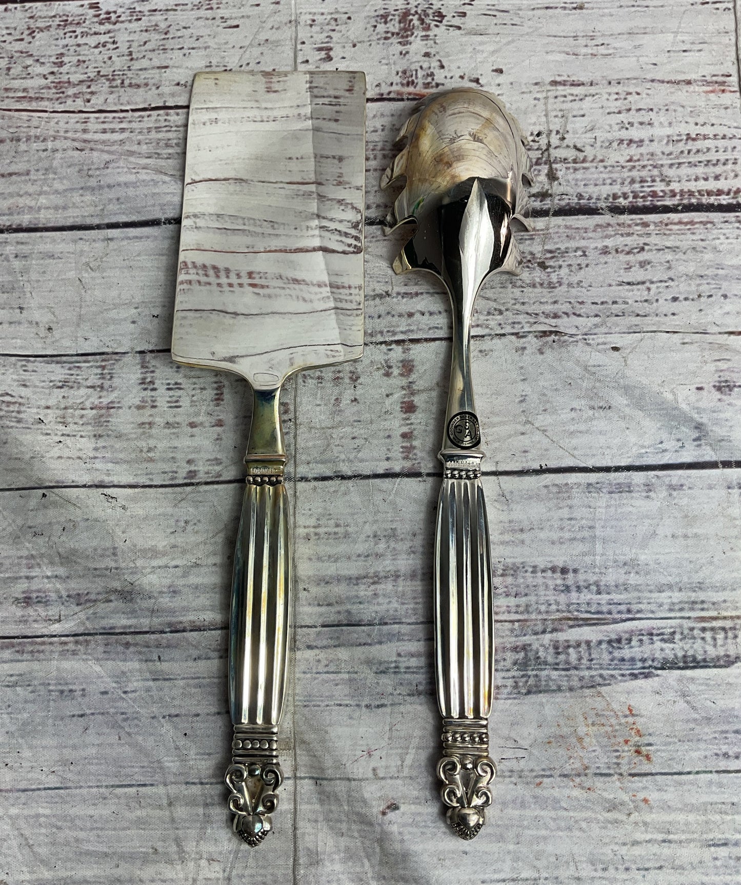 Godinger Neiman Marcus Set of 2 Pasta Serving Utensils Silver Plate