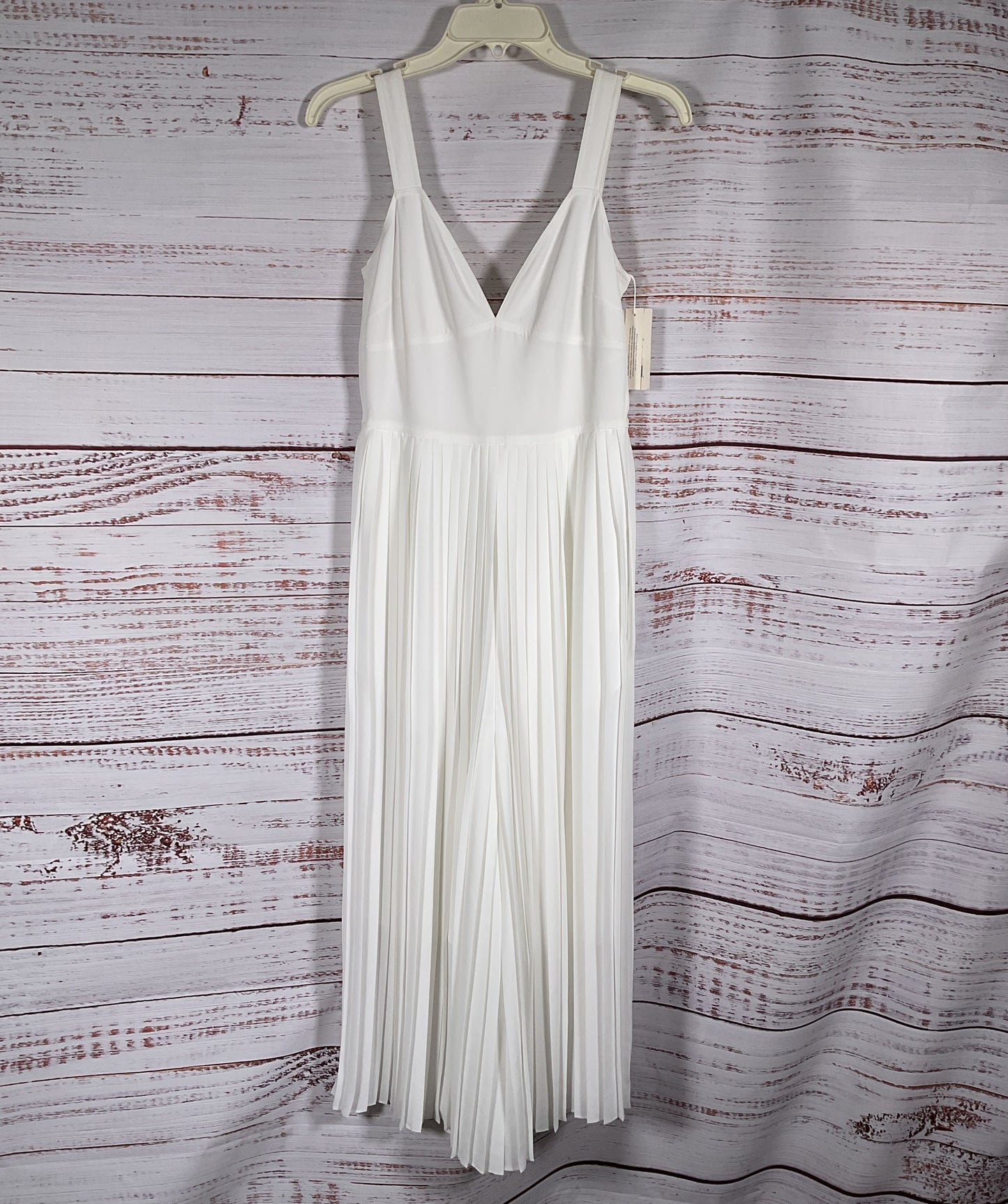 Vince Sleeveless Pleated Jumpsuit Optic White O