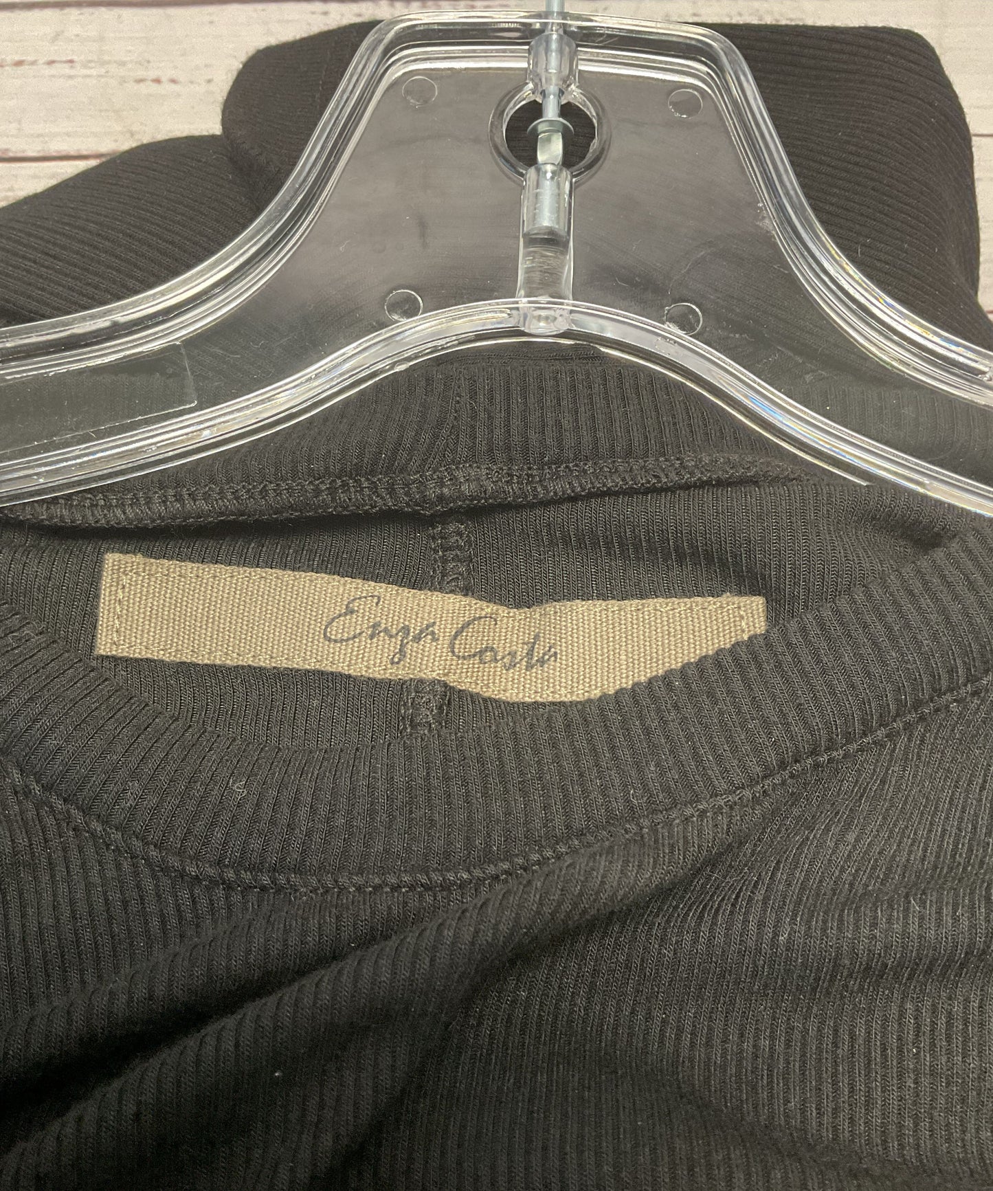 Enza Costa Black Rib Knit Fitted Half Sleeve Crew Neck Shirt - Size M