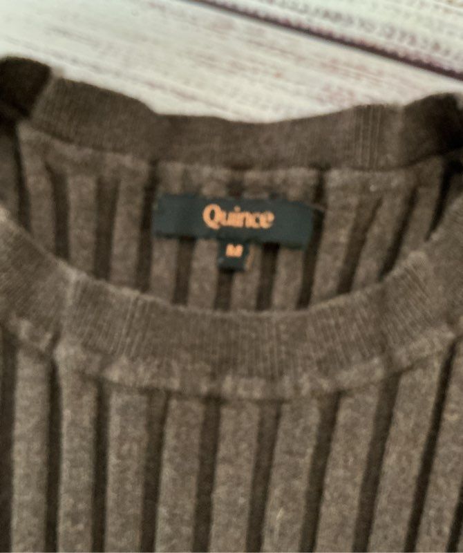 Women's Quince Brown LS Ribbed Top Size M