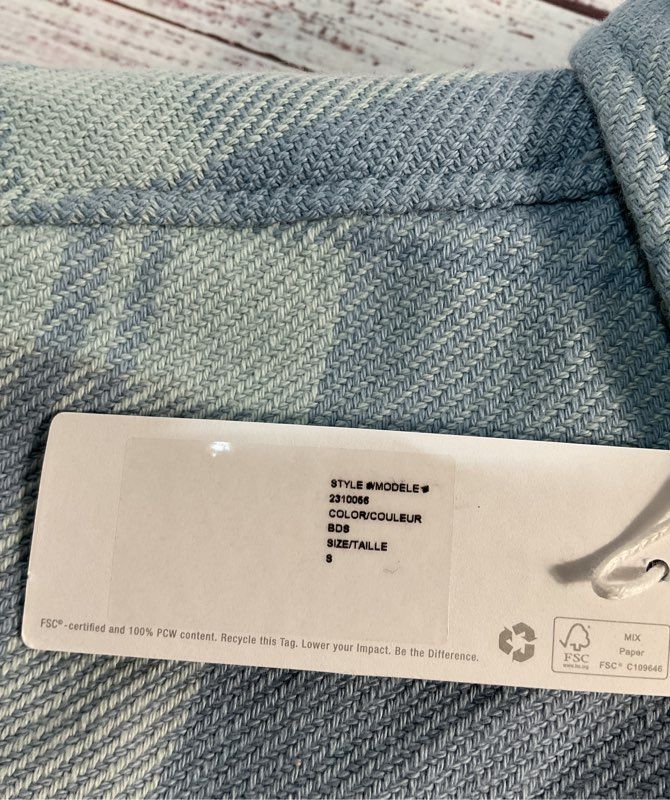 NWT Outerknown Women's Blue Plaid Blanket Flannel Button Up Long Sleeve Size S