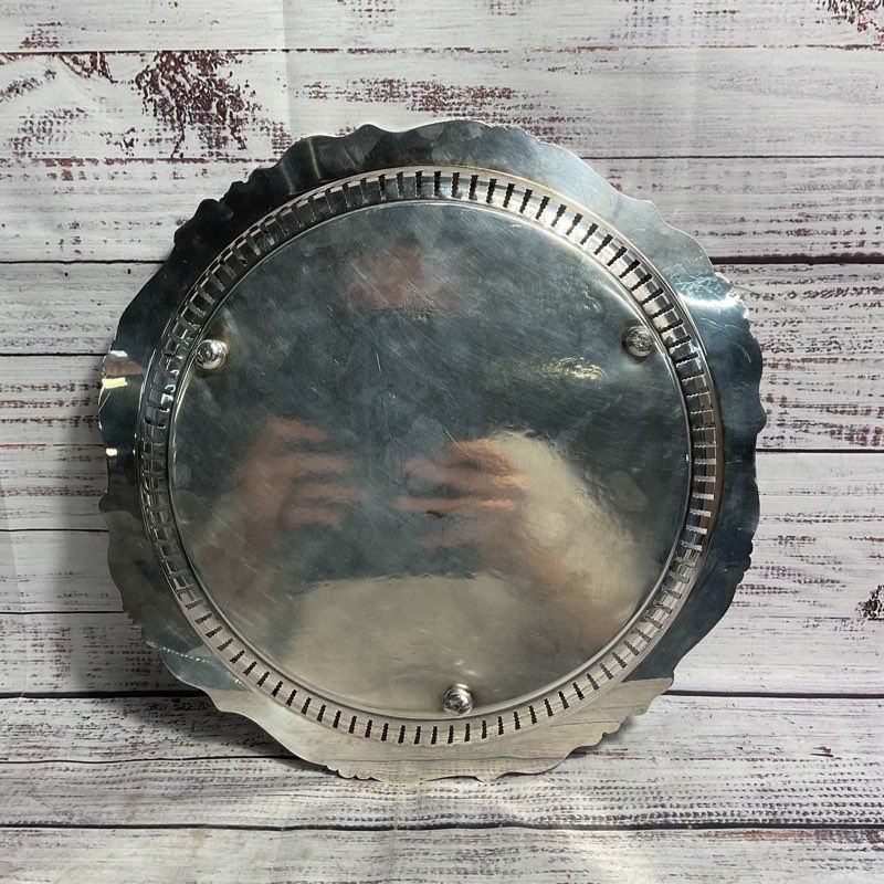 Vintage Baroque By Wallace 13" Perforated Rim Silver Plated Tray 296
