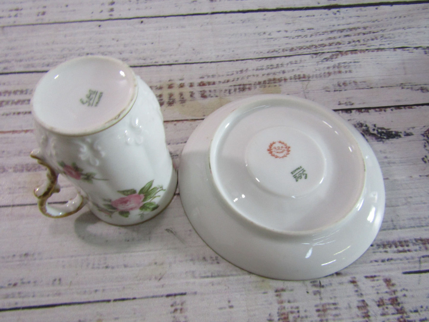 Gerard, Dufraisseix & Abbot Pink Rose Demitasse Cup & Saucer Set of 4
