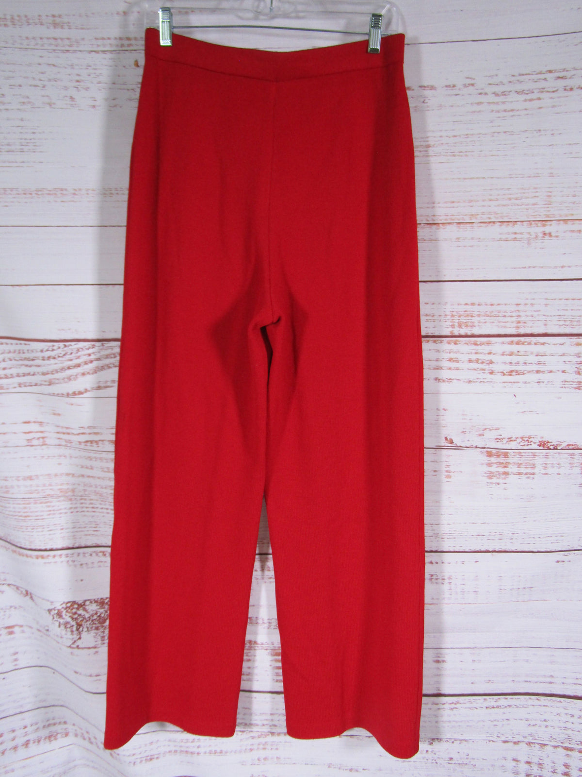 St. John Women's Red Wool Blend Knit Straight Leg Pants Size 10 Made in The USA