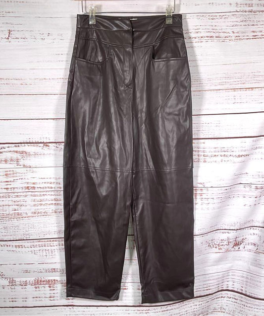 ba&sh Franches Faux Leather Pants Chocolate 4
