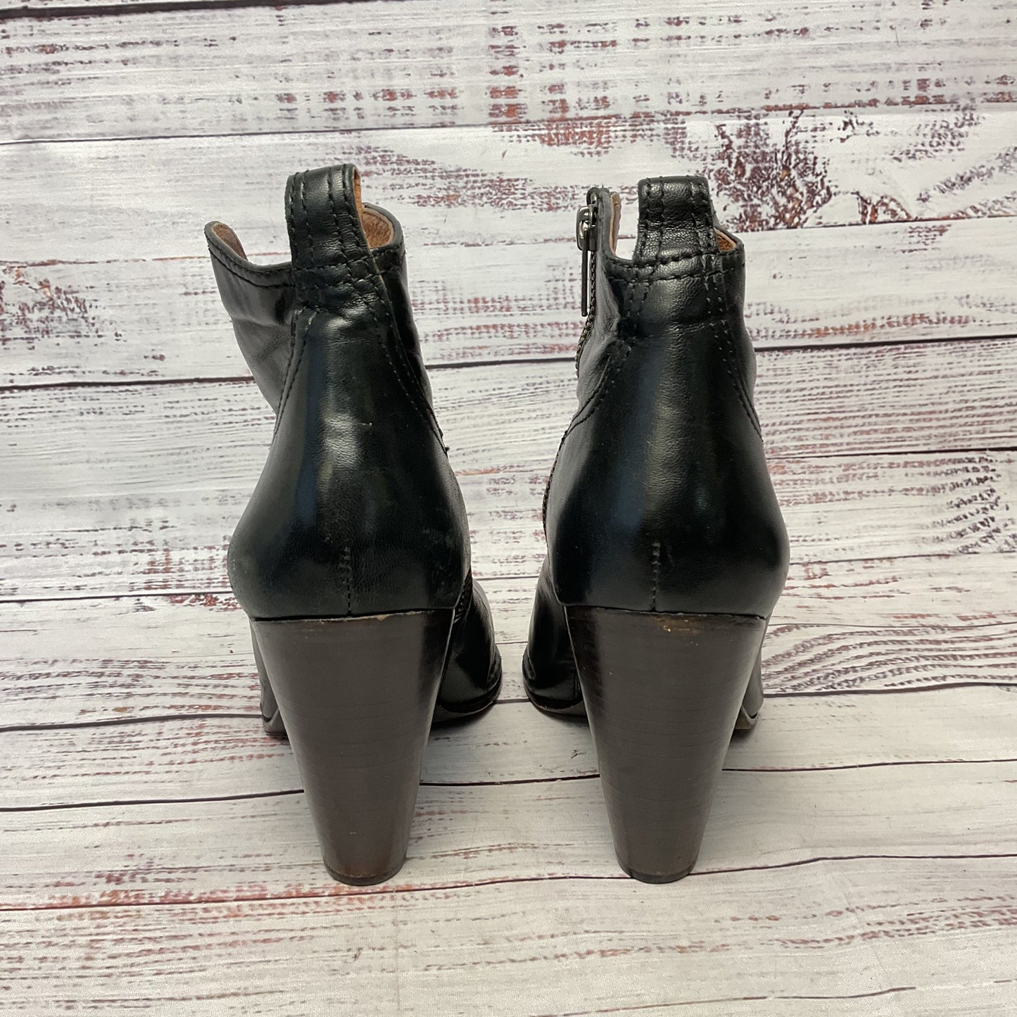 Frye Madeline Black Heel Short Boot Booties Side Zip Women Size 9