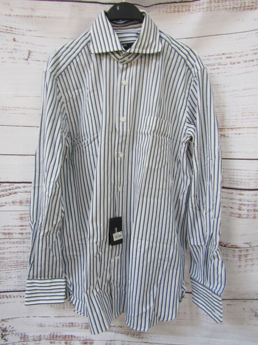 Hugo Boss Men's Blue Striped Long Sleeve Button Down Shirt Size 16 / 41