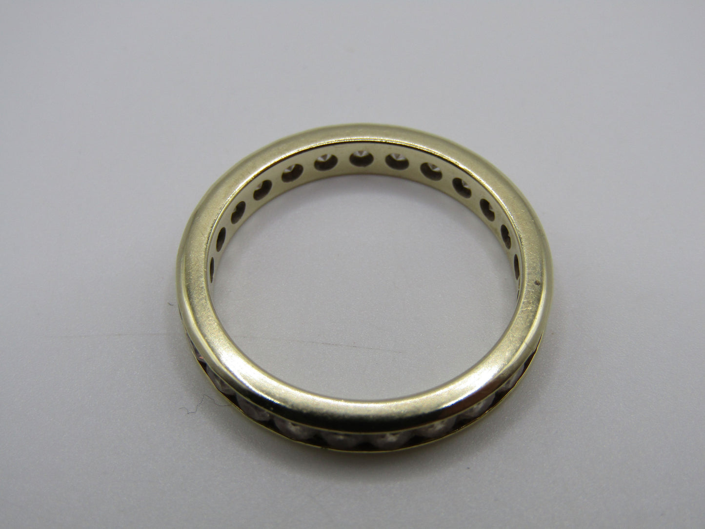 LI 3mm 14k Yellow Gold CZ Eternity Band Ring Size 7.5