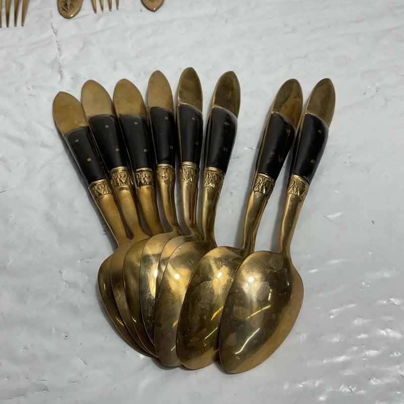 VTG. Siam/Thailand Brass Buddha Full 29 pc. Flatware Set