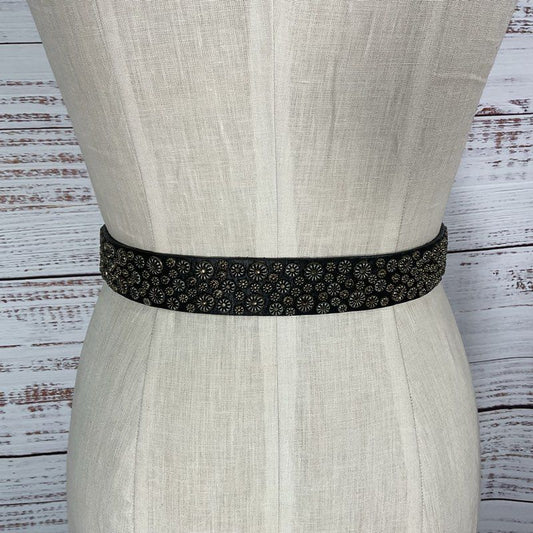 Michael Morrison Black Leather Barnacle Studded Belt Belt - Size 34 in.