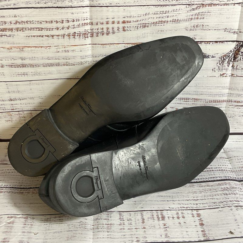 SALVATORE FERRAGAMO Men's Black Leather Loafer Dress Shoes- SZ 8