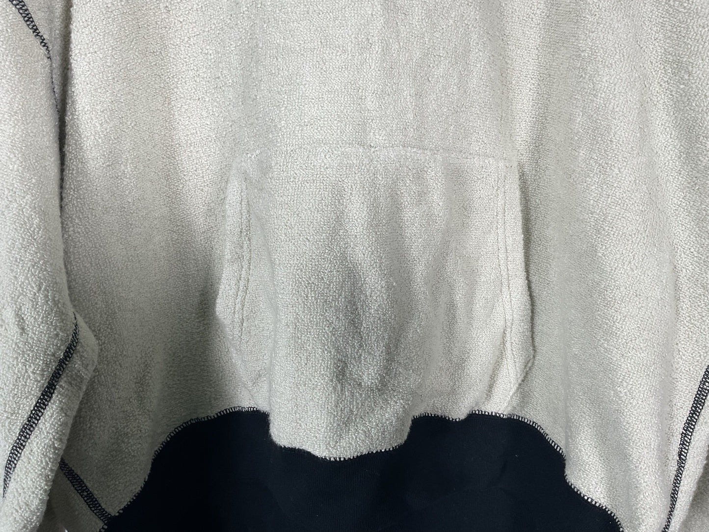 Aya Muse White Black Trim Cotton Pullover Hoodie NWT - Size S