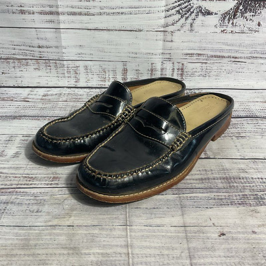 Weejuns Black Leather Contrast Stitch Mule Penny Loafers Women's 8.5