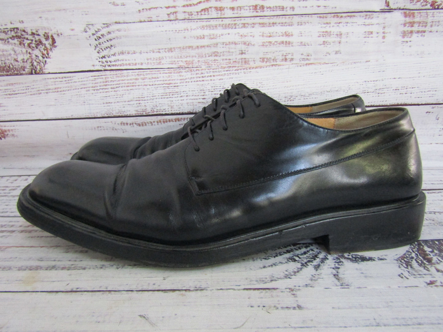 Salvatore Ferragamo Men's Black Leather Oxford Dress Shoes Size 11 Made in Italy