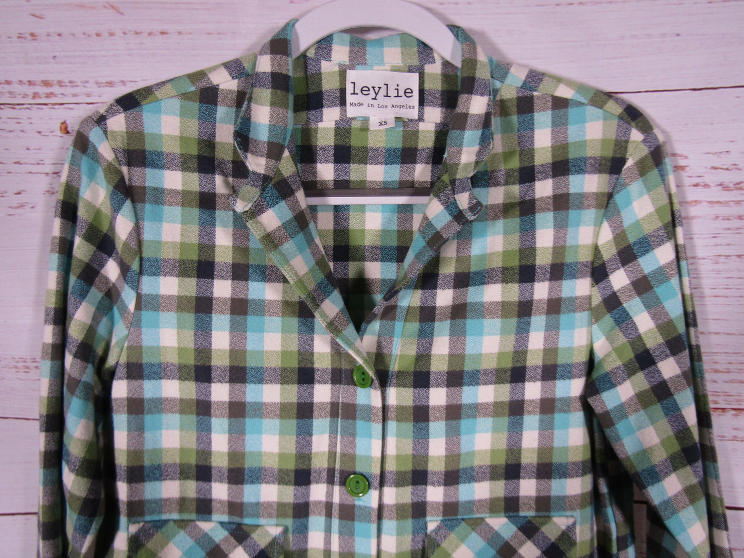 Leylie Women's Green Plaid Campfire Shirt Jacket Size XS