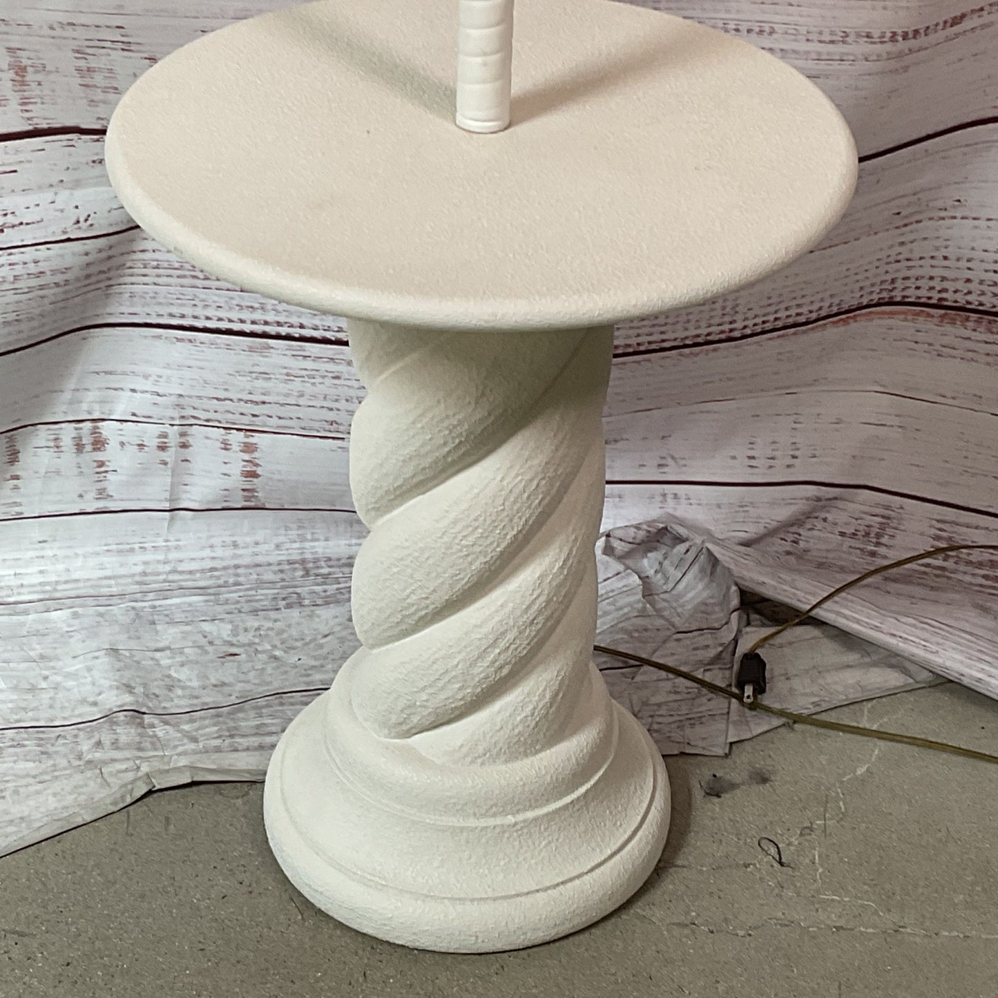 VTG. White Spiral Plaster Tall Floor Standing Lamp Table- 54" (NEEDS REWIRING)
