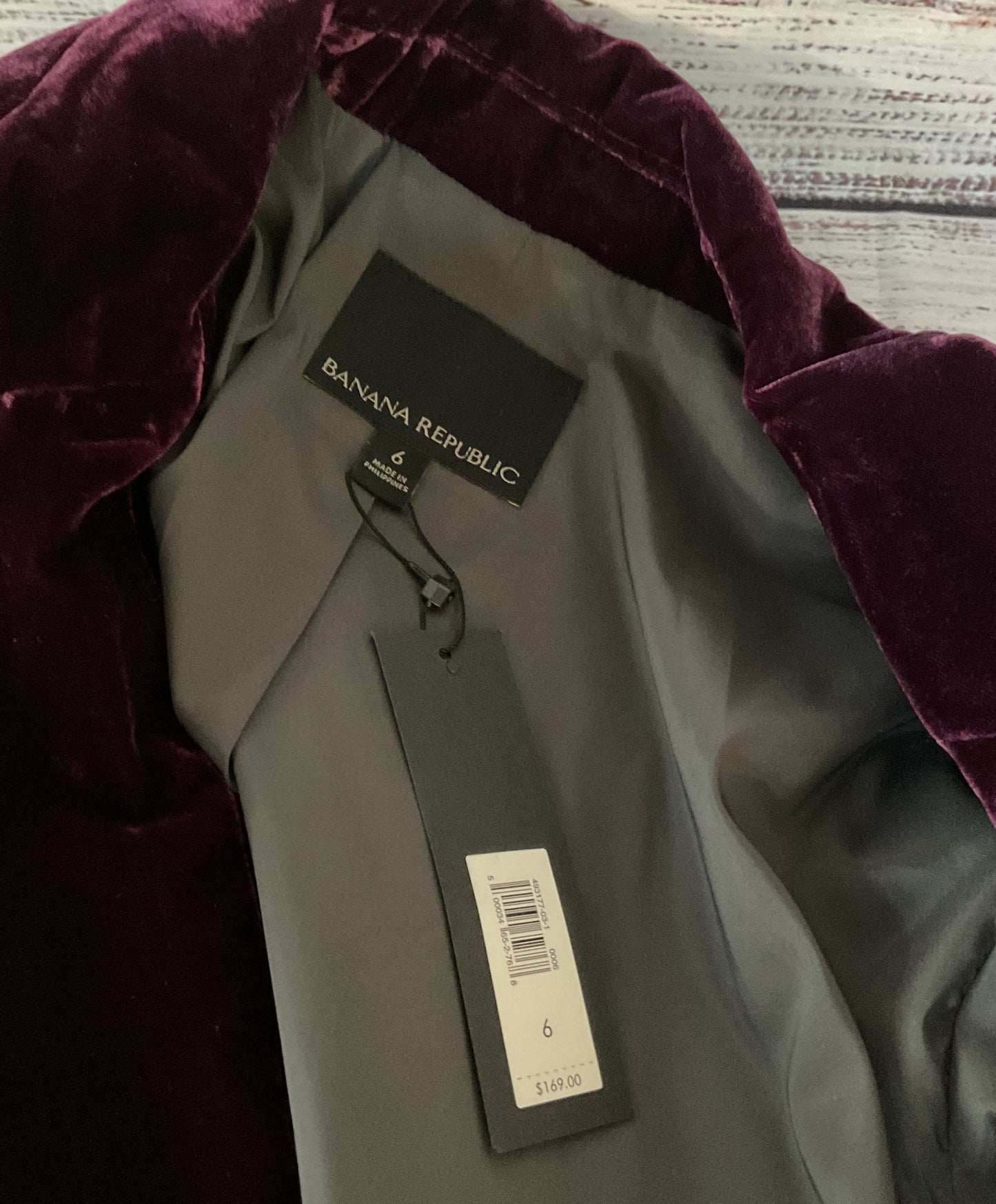 NWT Women's Banana Republic Purple Velvet Jacket Size 6