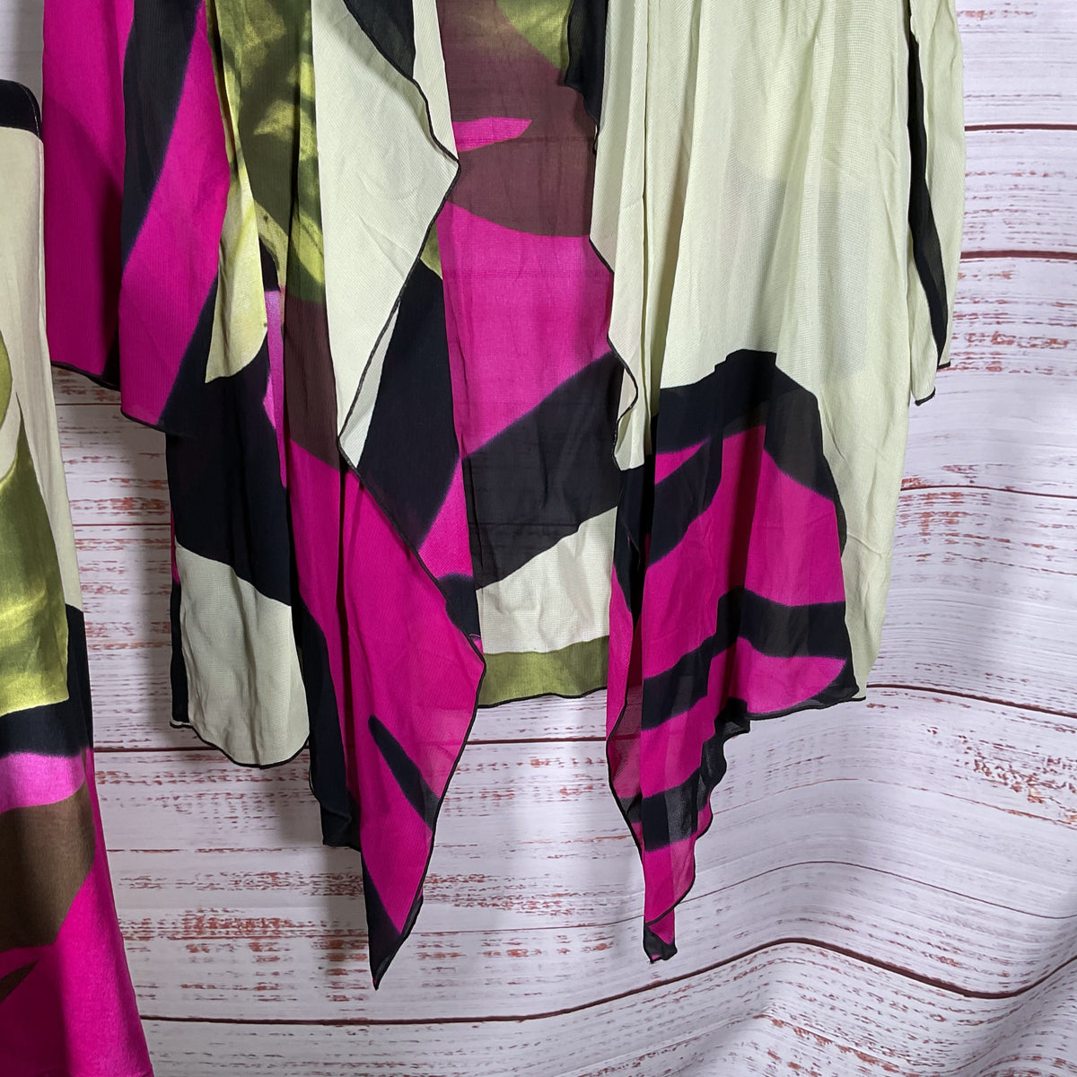 2pc CAROLINE ROSE Women's Green/Pink Cardigan & Tank Blouse- SZ SP