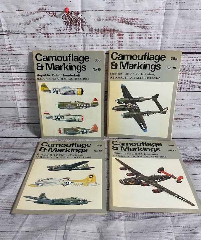 Lot Of 4 Vintage Airplane Camouflage & Markings N0. 13 15 17 18 Army Magazines