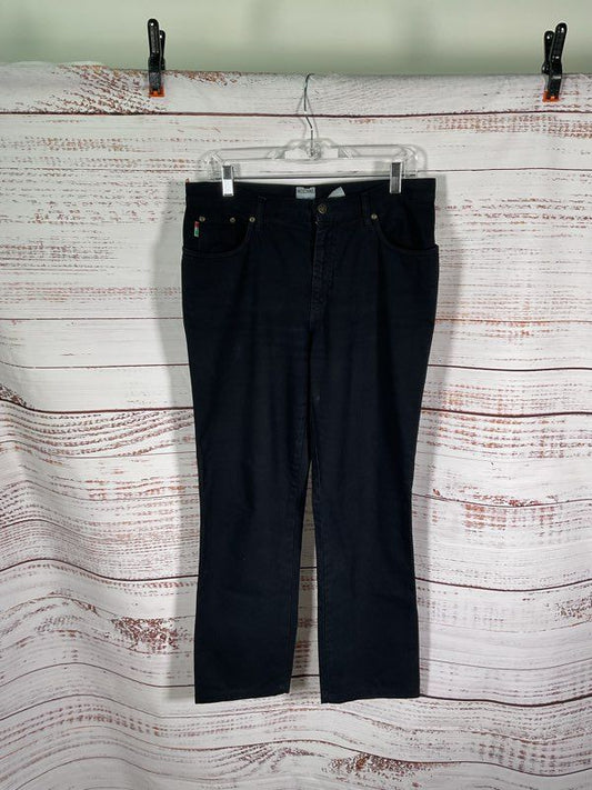 Vintage 90s Moschino Jeans Size 32x28 Black Gold Tone Peace Sign Made in Italy