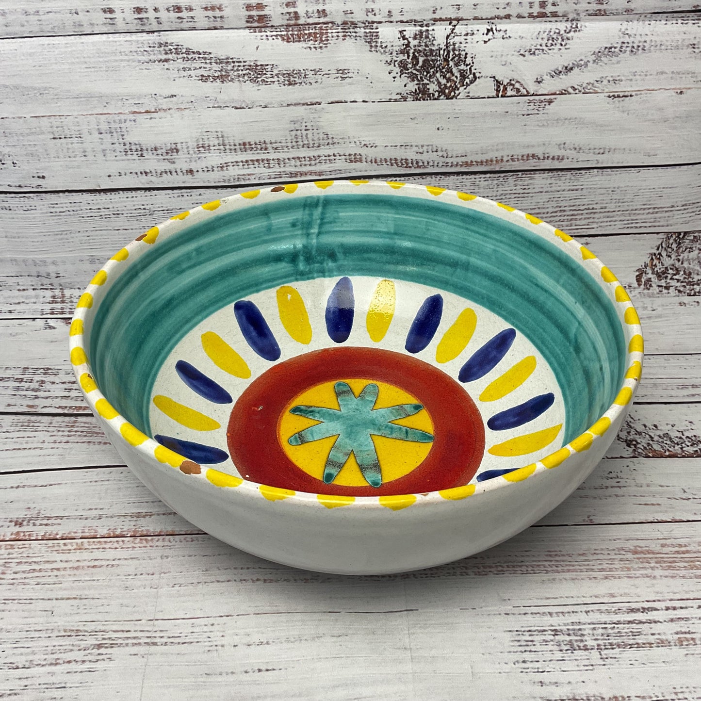 Giovanni Desimone Glazed Ceramic Star Red Yellow Blue 12" Bowl