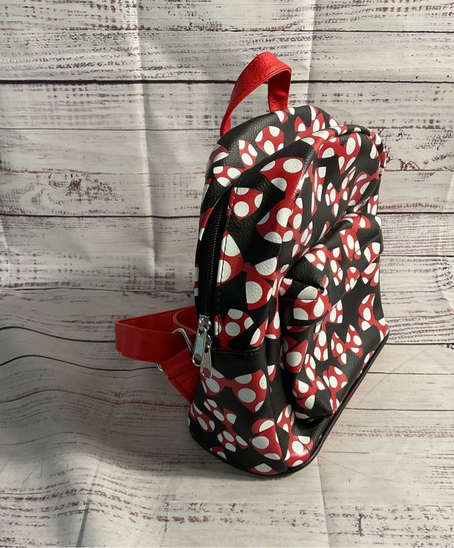 Walt Disney World Parks Minnie Mouse Bows Black & Red Mini Backpack