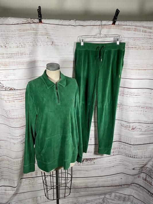 Men's Ralph Lauren Knit Corduroy Jogger Pants M & Sweater XL Set Green