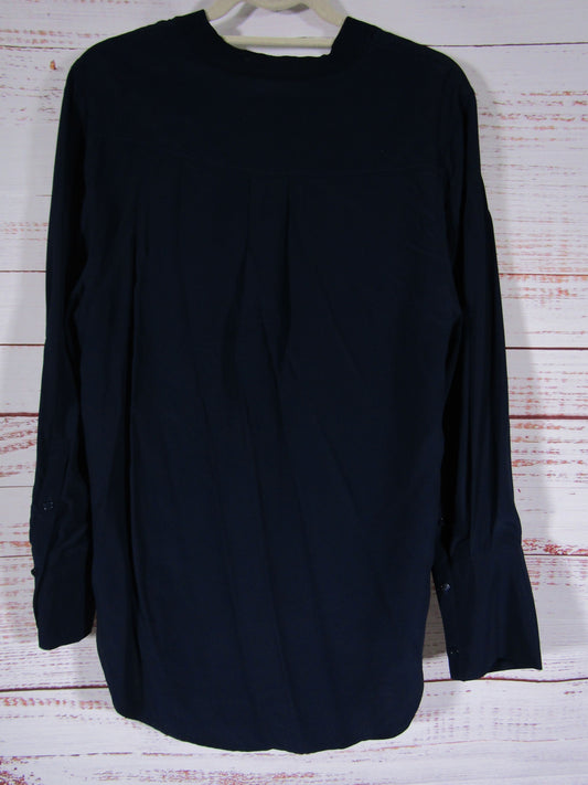 Reiss Women's Navy Blue V-Neck Long Sleeve Blouse Size 6