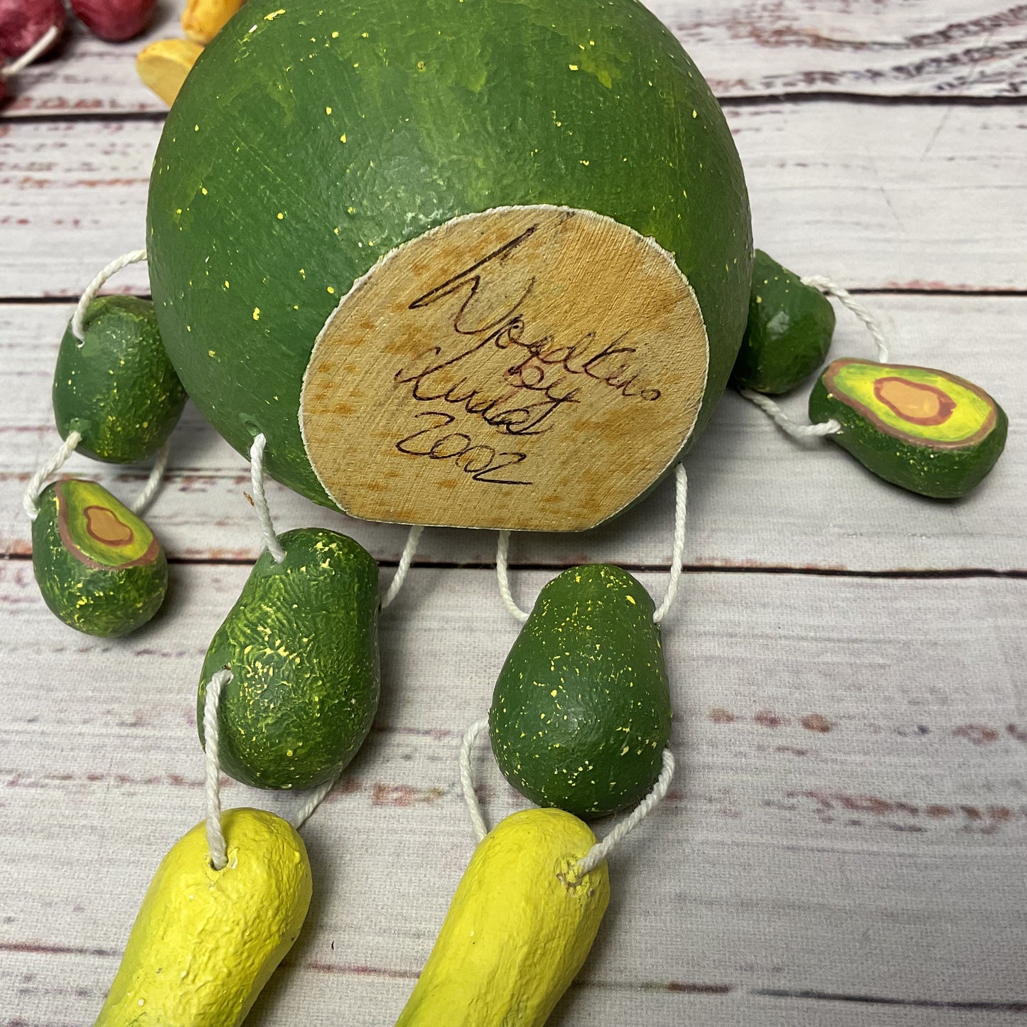 Woodkins By Linda Beet Onion Avocado Chili Pepper Wooden Painted Figurines