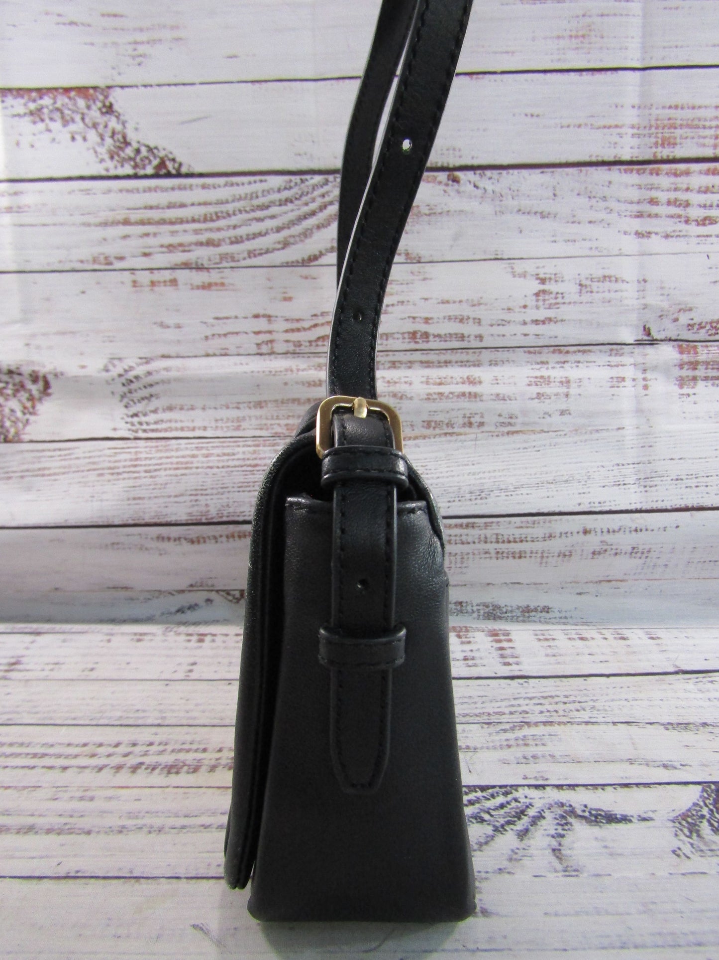 Oryany Bell Women's Ruched Black Leather Crossbody Shoulder Bag