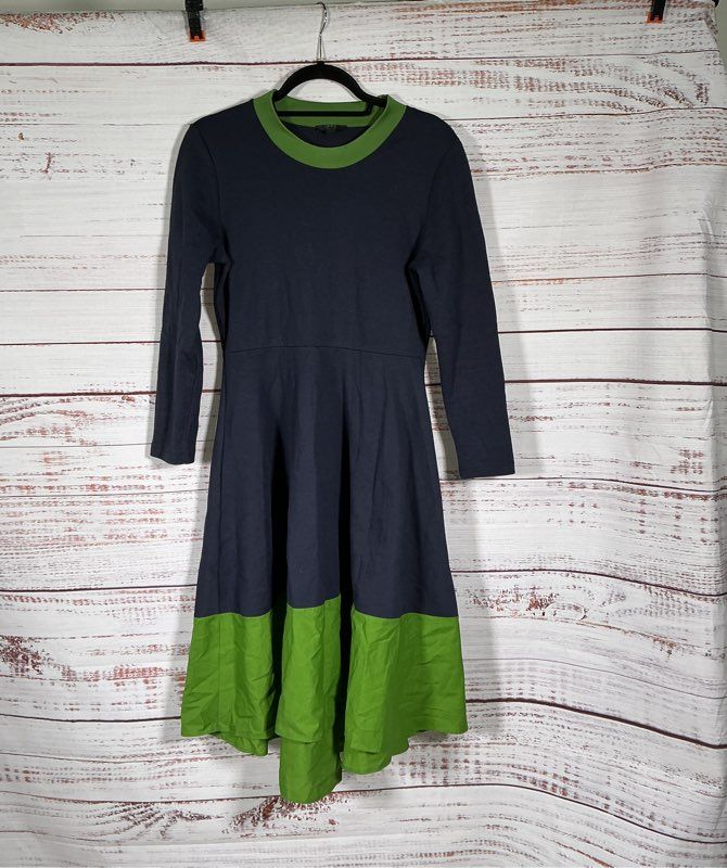 Women's COS Color Block Blue with Green Fit and Flare Dress Size S